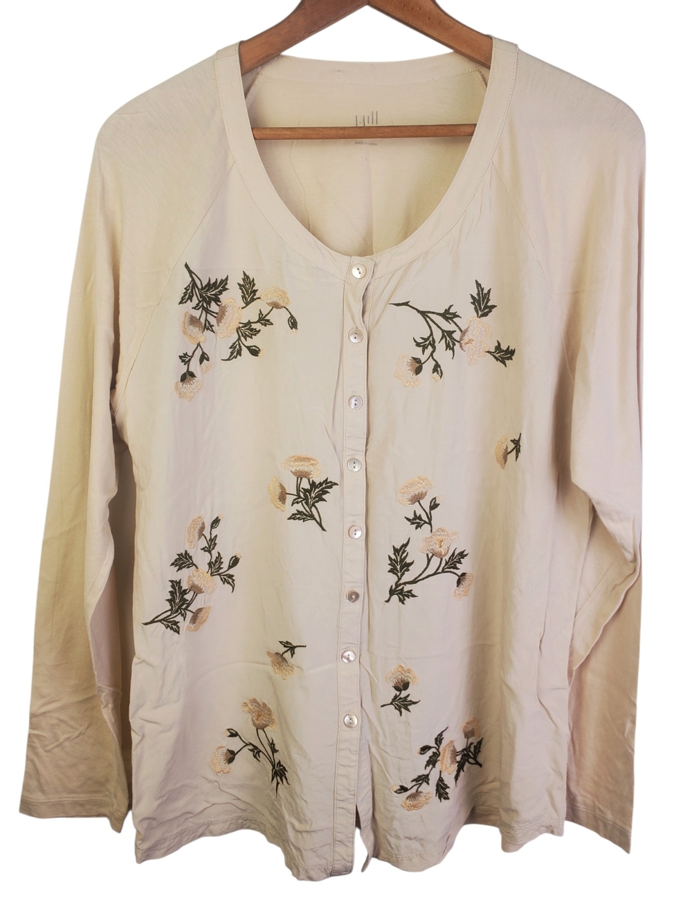 J. Jill Embroidered Floral Long Sleeve Button-Down Cardigan Top. LG. #376